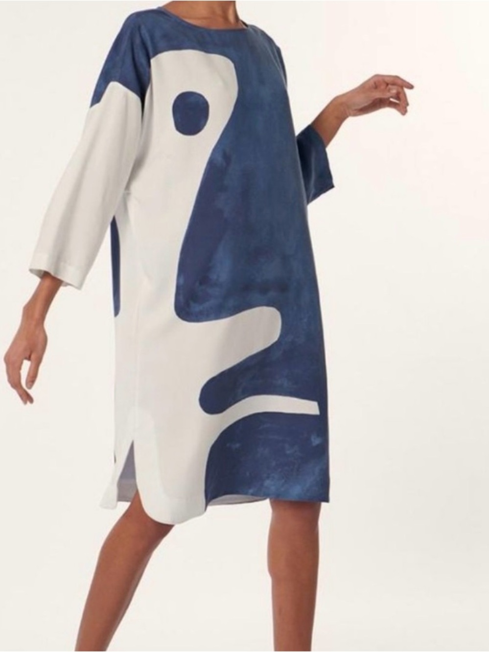 Mara Hoffman Wilma Midi Dress 100% Tencel Abstract Navy White  Sustainable